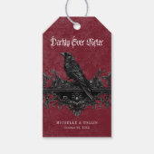 Gothic Black Raven Wine Darkly Ever After Wedding Geschenkanhänger (Vorderseite)
