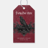 Gothic Black Raven Wine Darkly Ever After Wedding Geschenkanhänger (Rückseite)