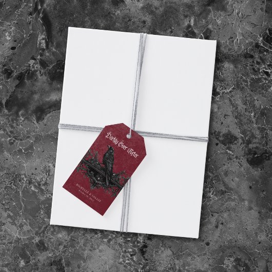 Gothic Black Raven Wine Darkly Ever After Wedding Geschenkanhänger