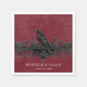 Gothic Black Raven Wine Darkly Ever After Wedding Serviette (Vorderseite)