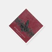 Gothic Black Raven Wine Darkly Ever After Wedding Serviette (Ecke)