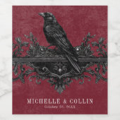 Gothic Black Raven Wine Darkly Ever After Wedding Weinetikett (Einzelnes Label)