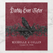 Gothic Black Raven Wine Darkly Ever After Wedding Weinetikett (Einzelnes Label)