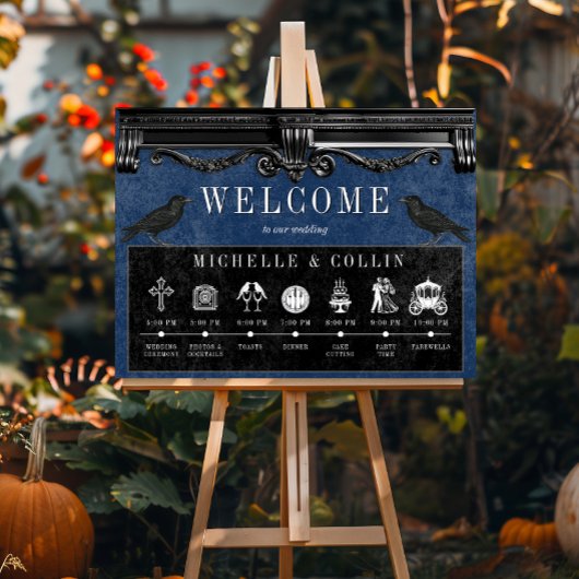 Gothic Black Ravens & Blue Order of Events Poster