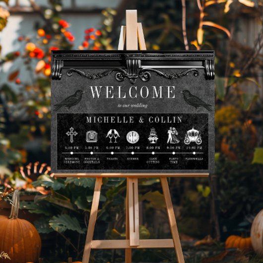 Gothic Black Ravens Order of Events Wedding Poster