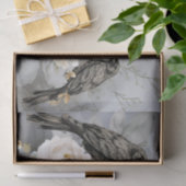 Gothic Black Ravens & Weiße Blumen Seidenpapier (Geschenk)