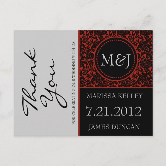 Gothic Black & Red Blüh Vielen Dank Postkarte (Vorderseite)