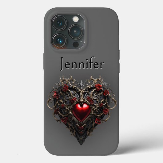 Gothic Black & Red Dark Heart Case-Mate iPhone Hülle (Rückseite)