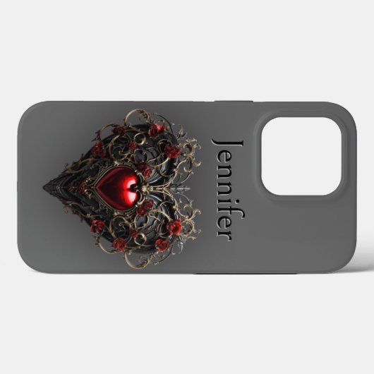 Gothic Black & Red Dark Heart Case-Mate iPhone Hülle (Rückseite (Horizontal))