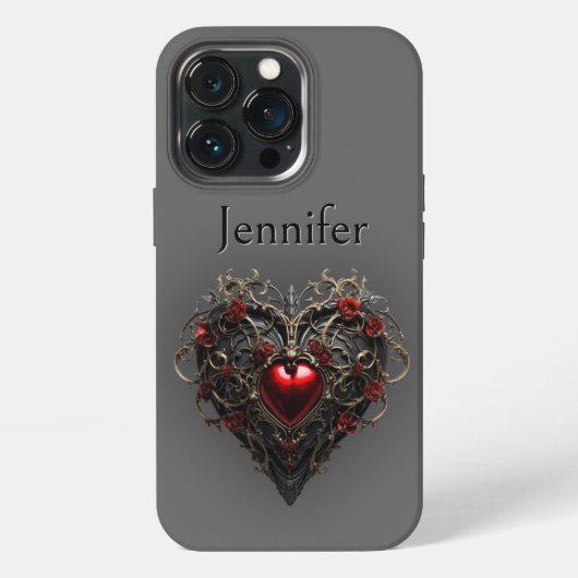 Gothic Black & Red Dark Heart iPhone Hülle (Hinten)
