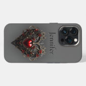 Gothic Black & Red Dark Heart iPhone Hülle (Rückseite (Horizontal))