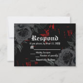 Gothic Black Red Grunge Textured | Schwarze Rose RSVP Karte (Vorderseite)