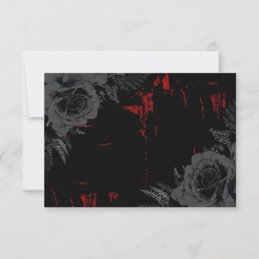 Gothic Black Red Grunge Textured | Schwarze Rose RSVP Karte (Rückseite)