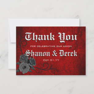 Gothic Black Red Rose Hochzeit Dankeskarte