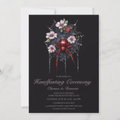 Gothic Black & Red Spider Floral Web Handfasting Einladung (Vorderseite)