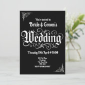 Gothic Black Rock Metal Wedding Personalisierte Na Einladung (Stehend Vorderseite)