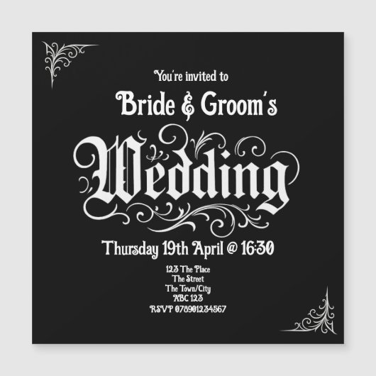 Gothic Black Rock Metal Wedding Personalisierte Na Magnetkarte (Vorderseite)