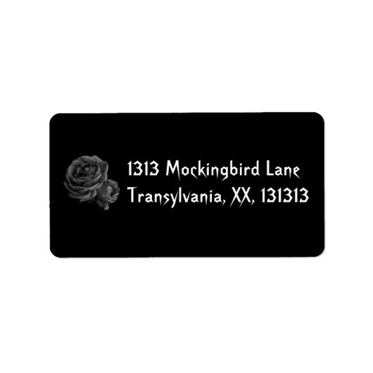 Gothic Black Rose Adressaufkleber (Vorne)