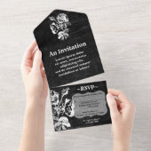 Gothic Black Rose Antique All In One Einladung (Abreißen)