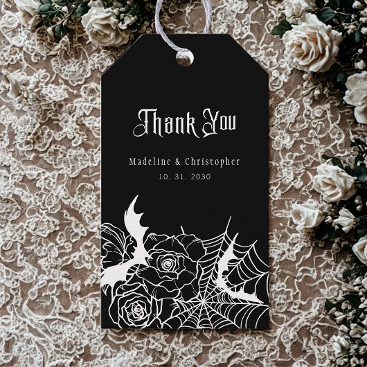 Gothic Black Rose Bat Spiderweb Wedding Geschenkanhänger
