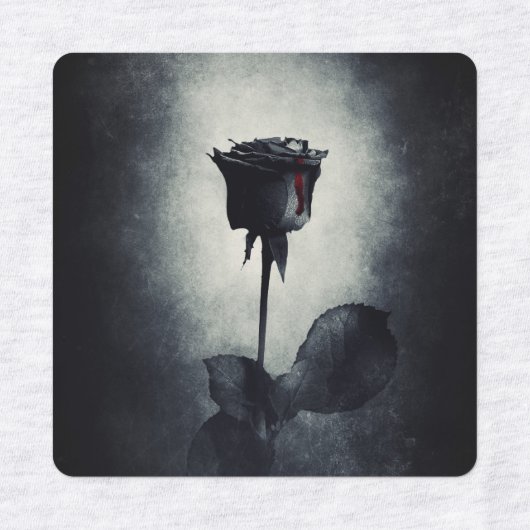 Gothic Black Rose Blood Drop Etiketten (Design 1)