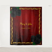 Gothic Black Rose Blood Red Foto Wedding Backgroun Wandteppich (Vorderseite)