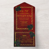 Gothic Black Rose Blood Red Wedding All In One Einladung (Innen Boden)