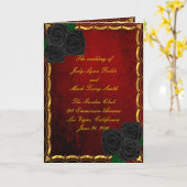 Gothic Black Rose Blood Red Wedding Program Card Karte (Gelbe Blume)