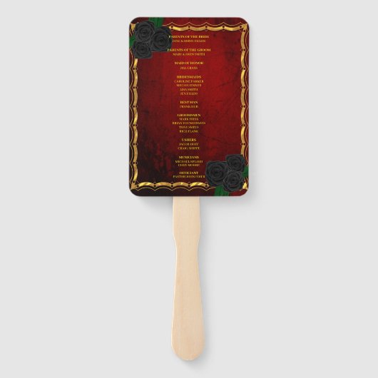 Gothic Black Rose Blood Red Wedding Program Fächer (Rückseite)