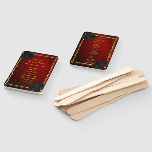 Gothic Black Rose Blood Red Wedding Program Fächer (Non-assembled)