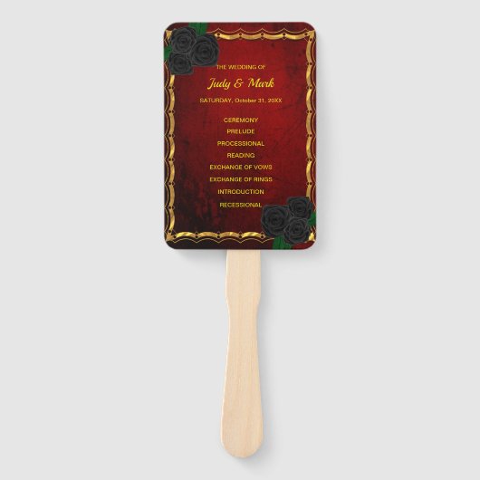 Gothic Black Rose Blood Red Wedding Program Fächer (Vorderseite)