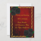 Gothic Black Rose Blood Red Wedding Reception Einladung (Vorderseite)