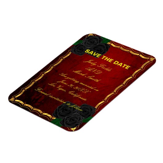 Gothic Black Rose Blood Red Wedding speichern das Magnet (Linke Seite)