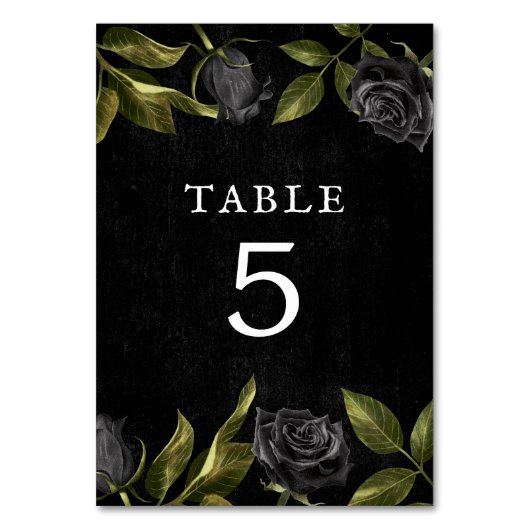 Gothic Black Rose Brautparty Tischnummer (Vorderseite)