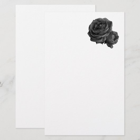 Gothic Black Rose Briefpapier (Vorne/Hinten)