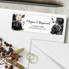 Gothic Black Rose Floral Wedding Rücksendeadresse