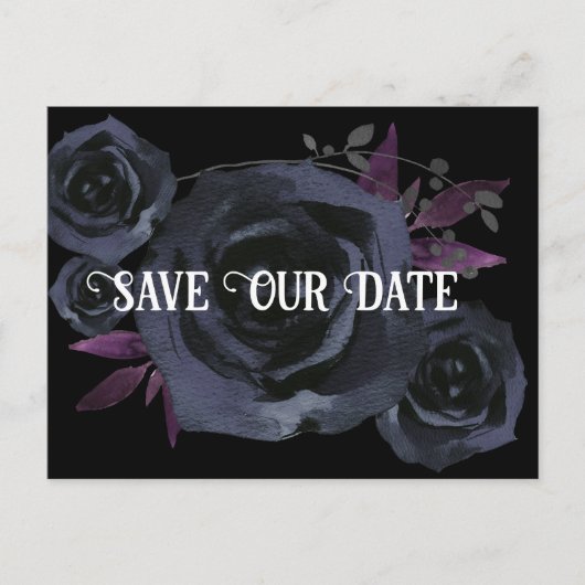 Gothic Black Rose Foto Rette unser Datum Postkarte (Vorderseite)
