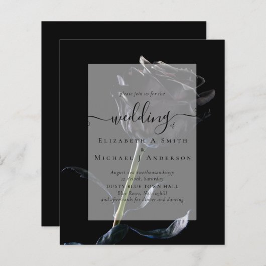 Gothic Black Rose Goth Wedding Einladung (Vorne/Hinten)