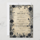 Gothic Black Rose Halloween Soirée Einladung (Vorderseite)