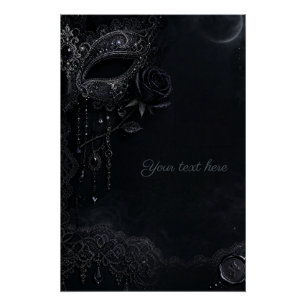 Gothic Black Rose Maske Poster