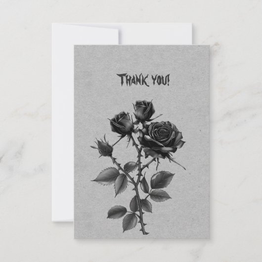 Gothic Black Rose on Steel Gray Danke (Vorderseite)