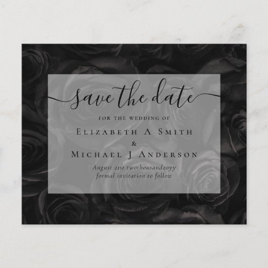 Gothic Black Rose Save the Date BUDGET Flyer (Vorne)