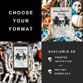 Gothic Black Rose & Skull Halloween-Party Einladung