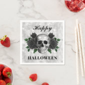 Gothic Black Rose & Skull Happy Halloween Serviette (Beispiel)