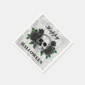 Gothic Black Rose & Skull Happy Halloween Serviette (Ecke)