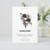 Gothic Black Rose Skulls Probe Abendessen Einladung (Stehend Vorderseite)
