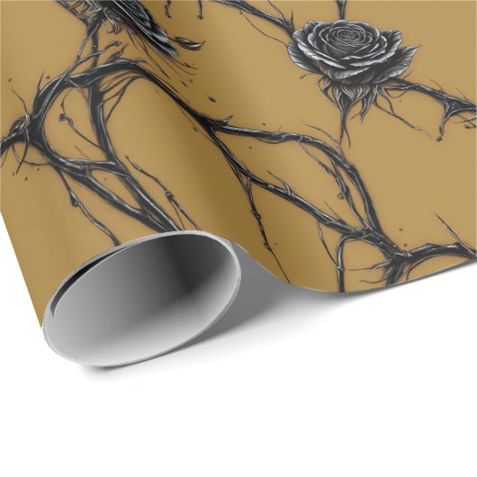 Gothic Black Rose Speedpaint Muster Geschenkpapier (Rolleneckpunkt)