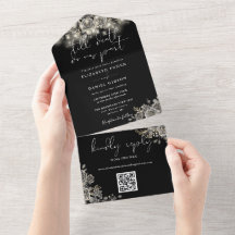 Gothic Black Rose String Lights QR Code Wedding