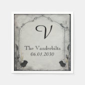 Gothic Black Rose Trellis Monogram Wedding Serviette (Vorderseite)