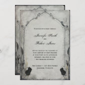 Gothic Black Rose Trellis Wedding Einladung (Vorne/Hinten)